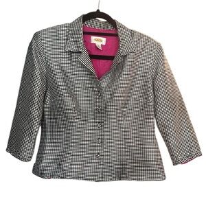 Talbots Pure Silk Black Gingham Blazer size 6